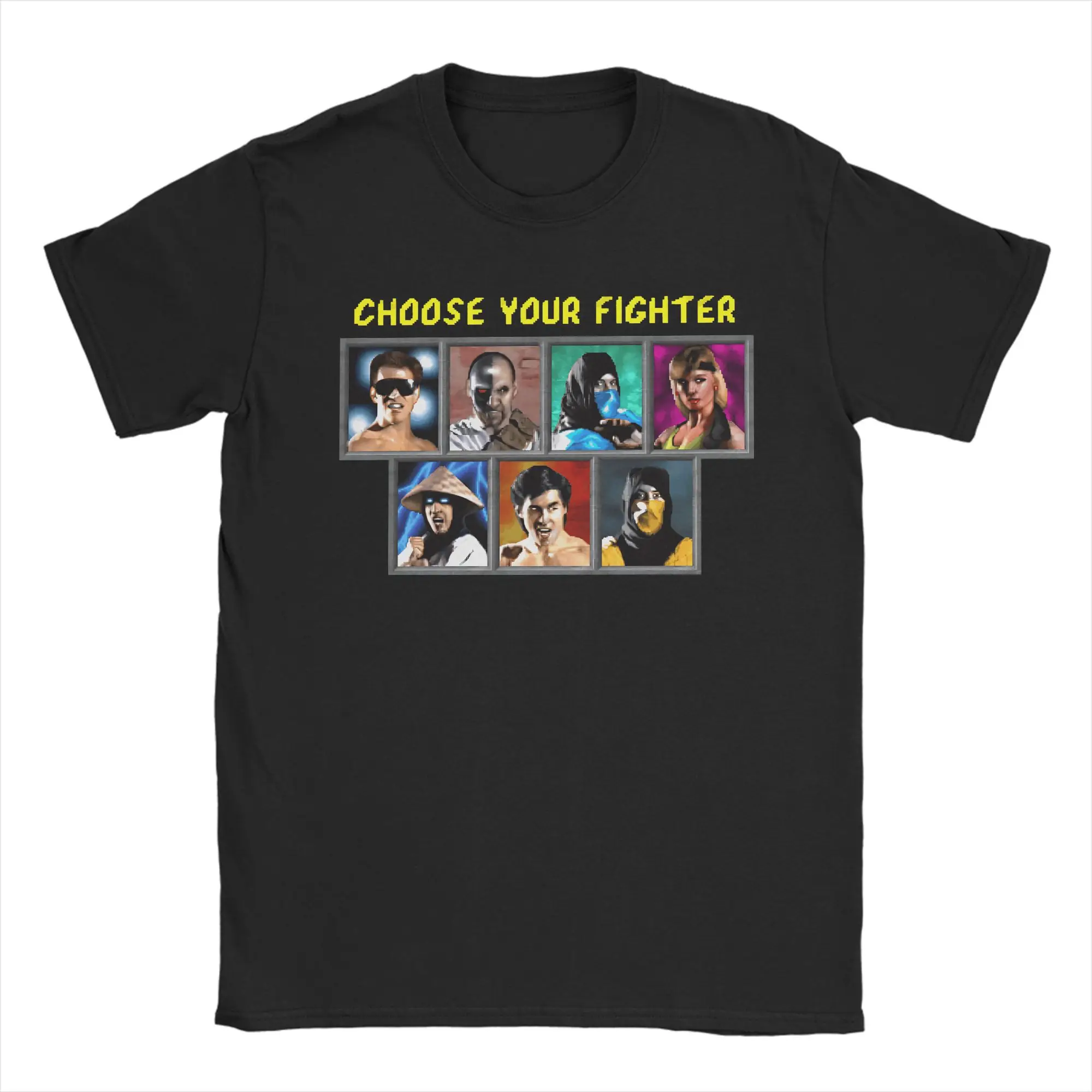 Men Game Mortal Kombat T Shirt Choose Your Fighter Pure Cotton Clothing Vintage Short Sleeve Crewneck Tees Gift T-Shirts