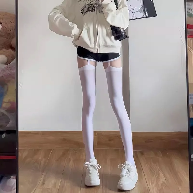 

Белые бархатные длинные чулки-ботфорты для женщин, тонкие, сексуальные, выше колена, в стиле JK, школьные леггинсы, удобные, дышащие брюки