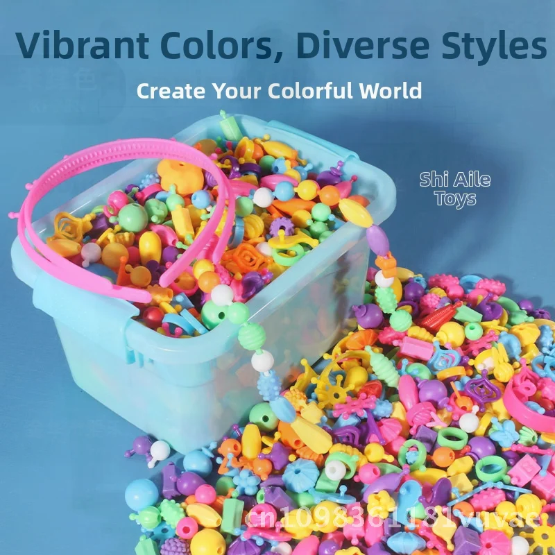 مجموعة ألعاب مطرزة يدويًا مكونة من 500 قطعة للأطفال - مجموعة صنع قلادة وسوار مصنوعة يدويًا - حسية للتطوير الفكري