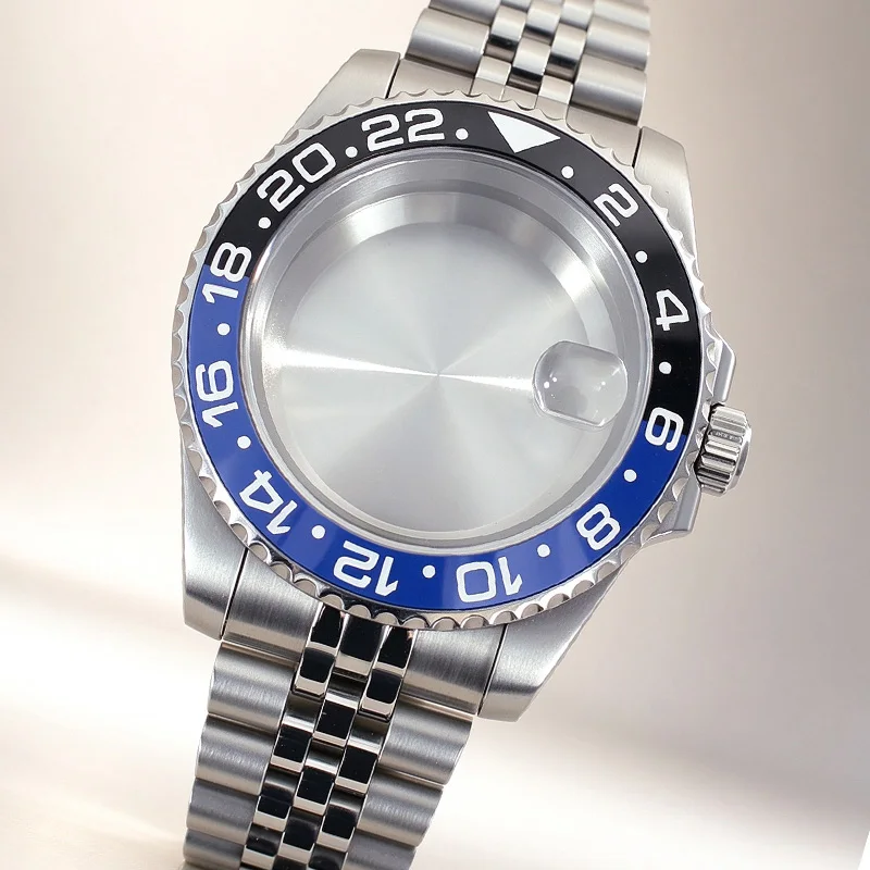40mm Luxury Men's Watch Case Strap Sapphire For NH35 NH36 NH34 NH38 NH70 4R36 7S26 Miyota8215 ETA2824 PT5000 Movement GMT-MASTER