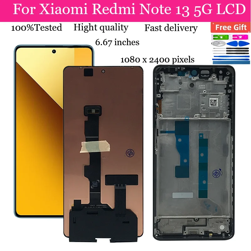 

6.67" AMOLED For Xiaomi Redmi Note 13 5G LCD display screen digitizer Assembly for Redmi Note13 5G 2312DRAABG Display