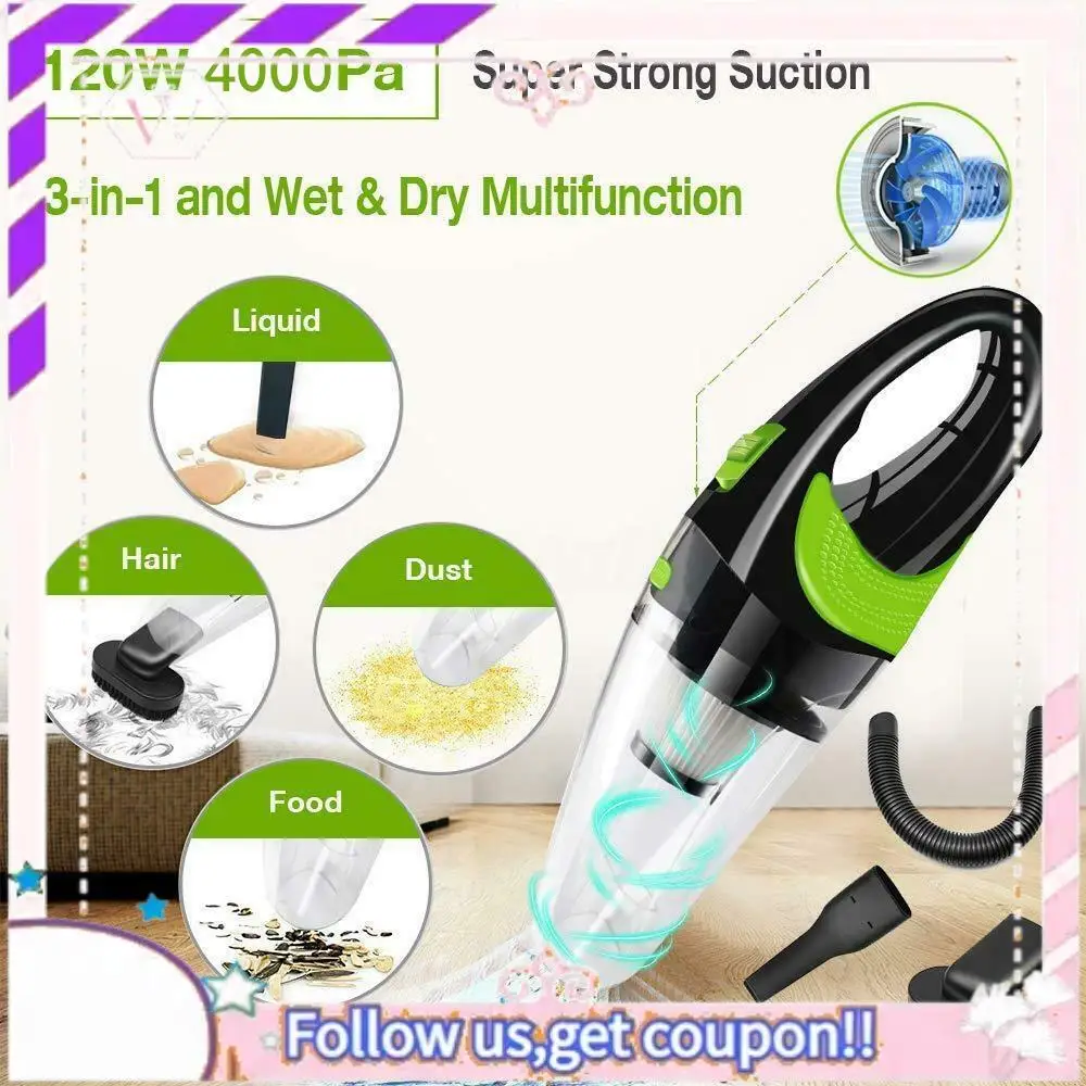 

Easy To Use Strong Power Car Vacuum Cleaner For Home Car Portable Handheld Vacuum Cleaner 120W Mini Car Vacuum Cleaner