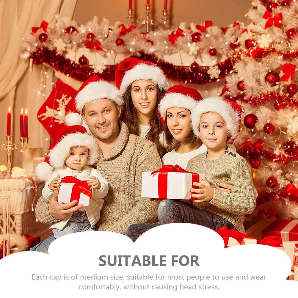 

4pcs Christmas Hats Santa Hat For Men Women Kids Family Xmas Party Decor Tree Topper Wearable Costume Accessory