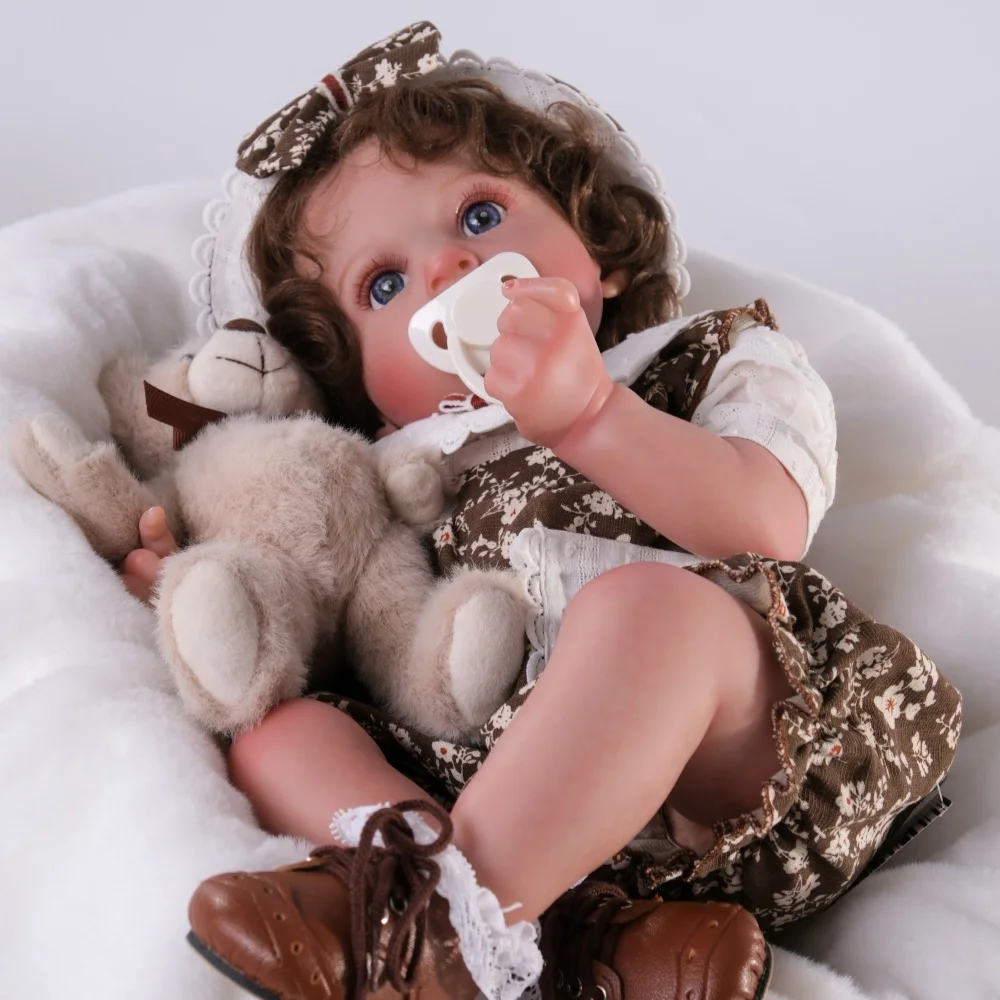 Cloveray 24 polegada realista reborn bebê boneca pano de vinil corpo bonito macio calmante boneca original de alta qualidade brinquedo artesanal presente do miúdo