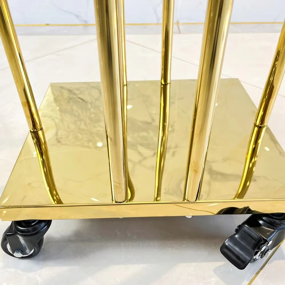 Custom Boutique Stainless Steel Gold Metal Hanger Organizer Clothes Hanger Storage Rack With Wheels