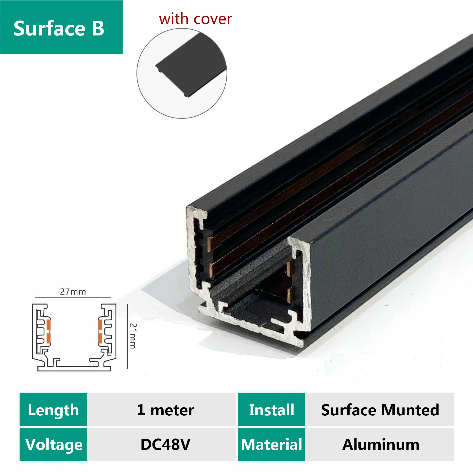 Binario magnetico a montaggio superficiale da 2 metri per soggiorno, camera da letto, sospensione lineare a soffitto, filo sospeso, accessori per binari magnetici