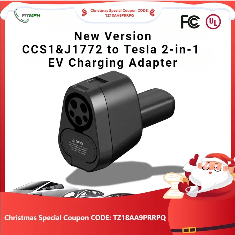 

FITMPH US Tesla 2-in-1 CCS1 & J1772 to NACS DC Fast Charging Adapter, For Model 3/Y/S/X/Cybertruck, 250kW, Level1/2/3 Chargiing