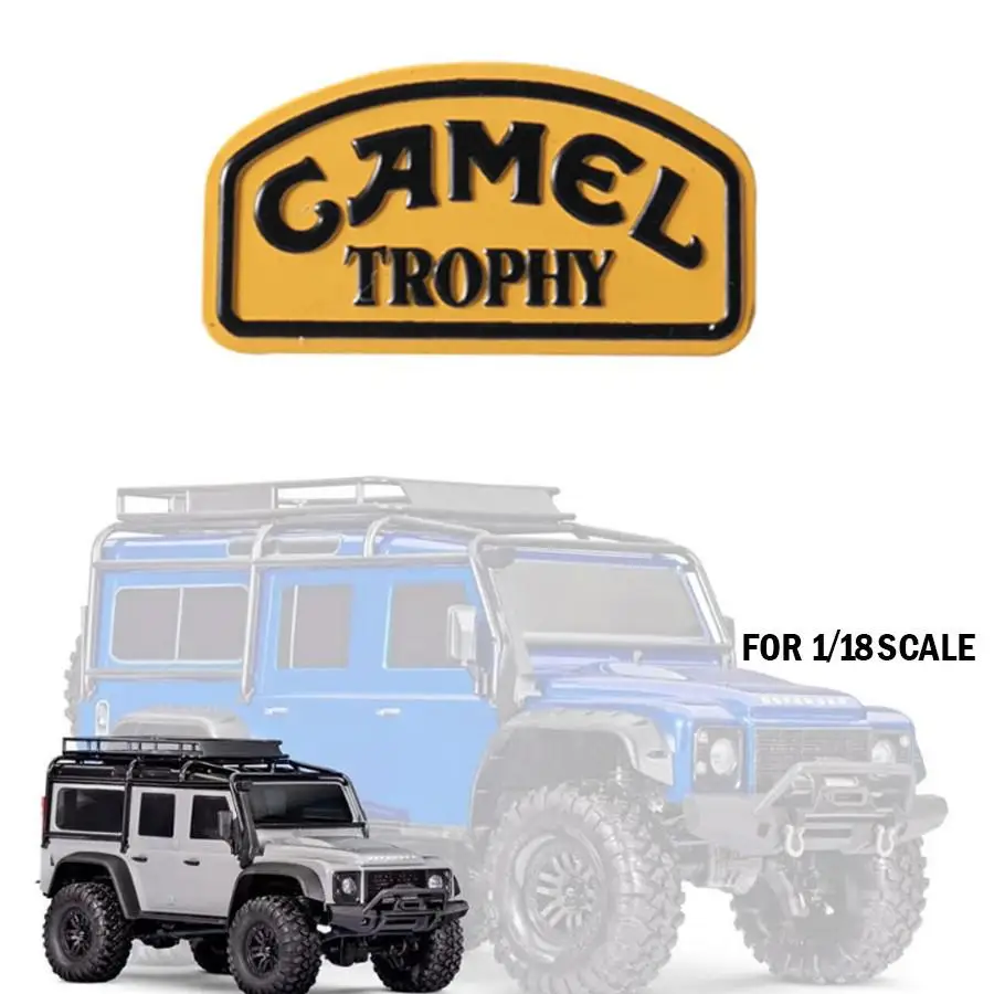 Dla Camel Trophy Badge 1/18 zdalnie sterowanym pojazdem wspinaczkowym Rc4wd D90 D110 części zamienne metalowa naklejka akcesoria Logo