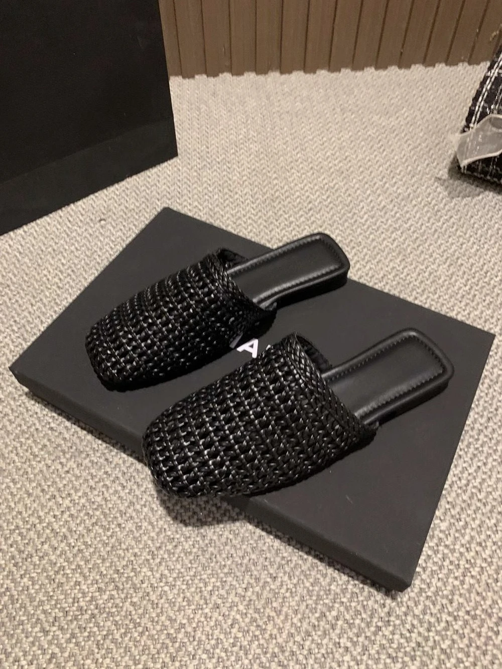 디자이너 커버 토우 우븐 여성 뮬 슬리퍼 간결한 슬링백 슬립온 슈즈 봄 가을 간결한 여성용 신발 썸네일 3