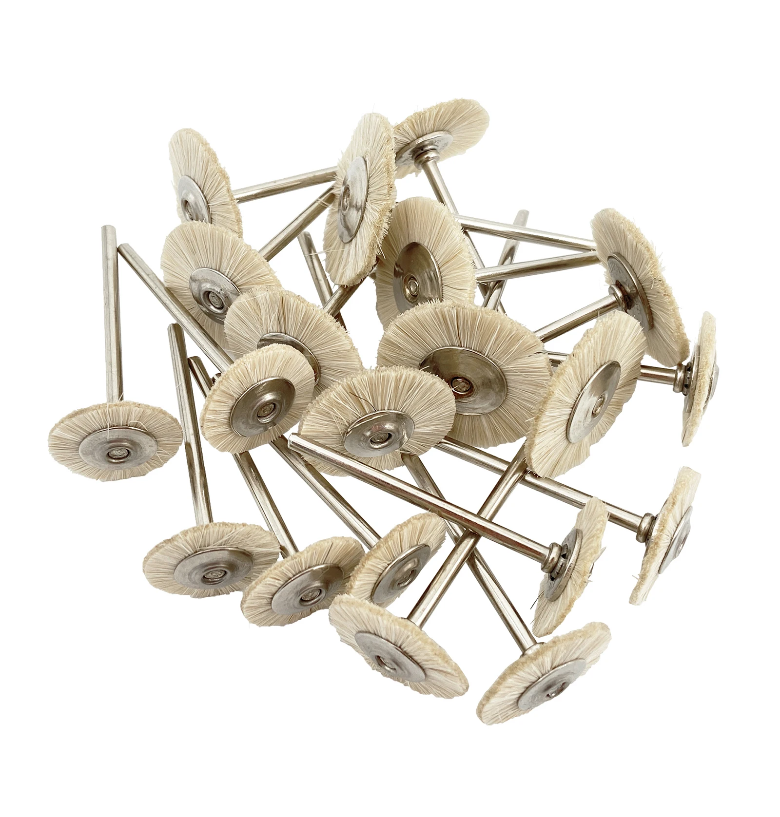 10Pcs Laboratory Goat Hair Polishing Wheel 2.35mm HP Shank Rotary Buffing Brush for Precision Metal Jewelry Finishing 19-25mm