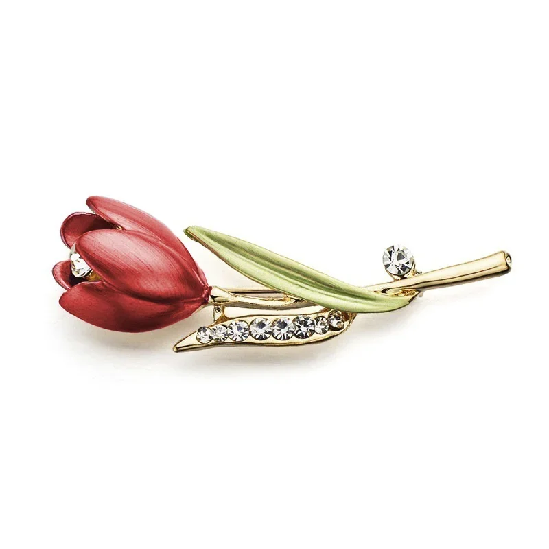 Jewelry Clothes Accessories Jewelry Brooches Gift  Wedding Pins Elegant Tulip Rhinestone Flower Brooch Pin Crystal Costume