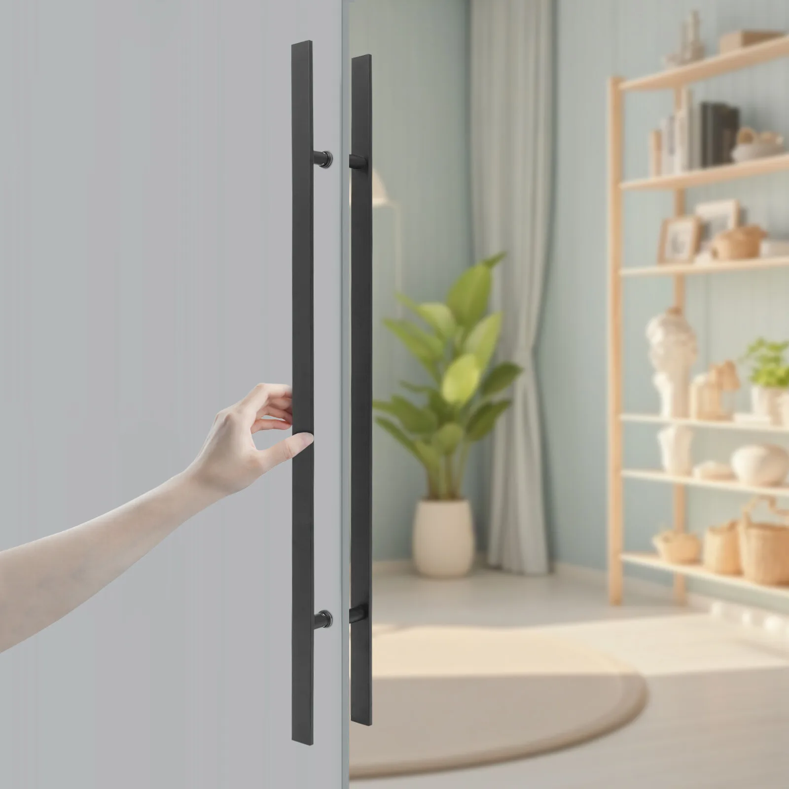 

47.05*1.6in Commercial H-Shape Door Pull Handle Pull Push Sliding Barn Door-Mounted Handles Stainless Steel