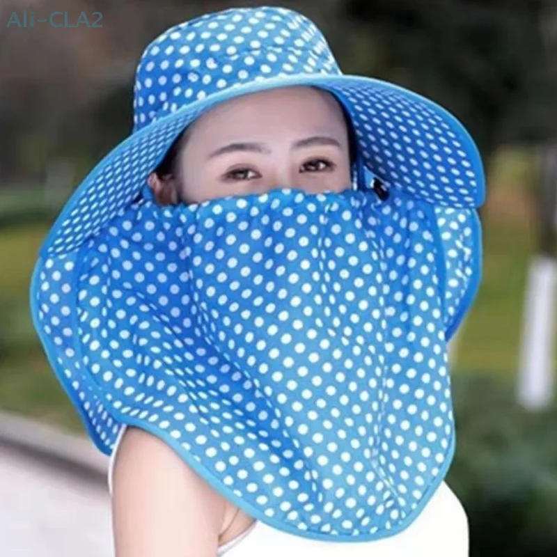 Sunscreen Hat Anti-uv Windproof Outdoor Cycling Tea Picking Bucket Cap With Face Covering Mask