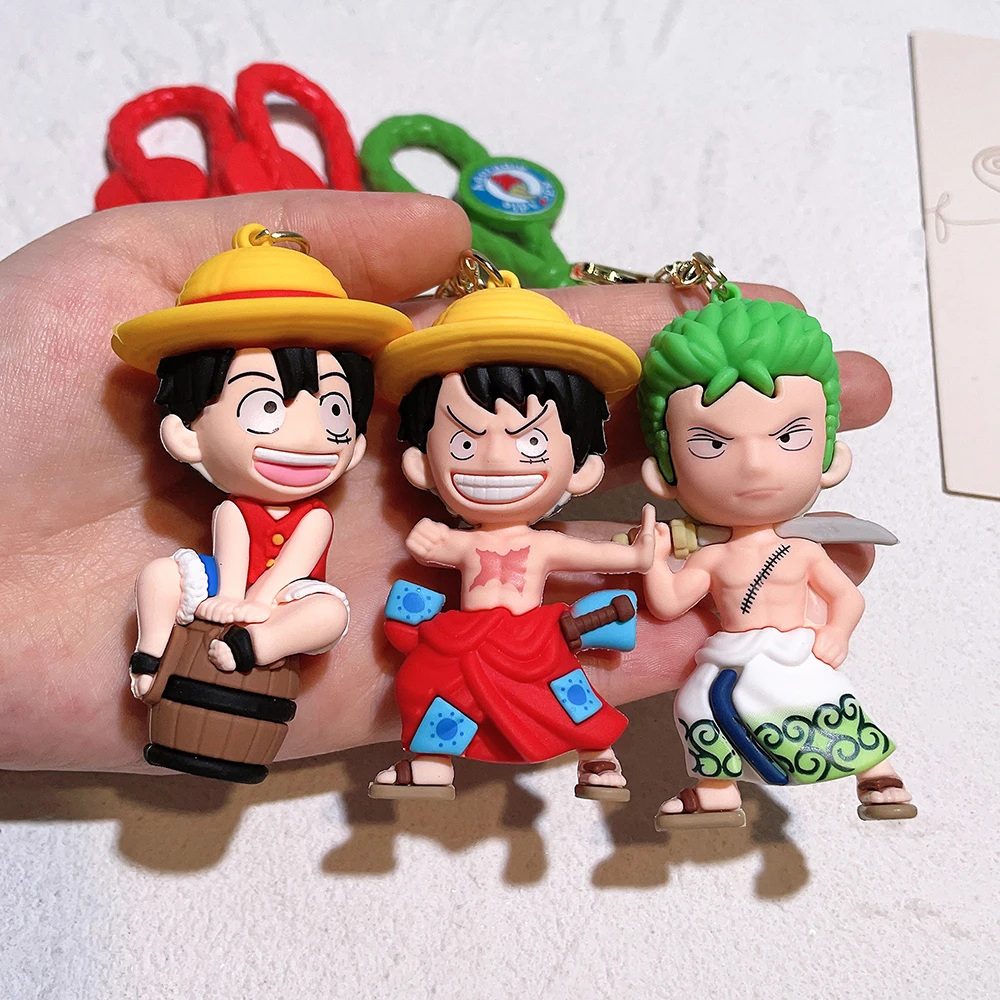 ONE PIECE KeyChain Monkey D. Luffy Roronoa Zoro KeyRing Cartoon Llaveros Doll Fashion Bag Car Pendant Chaveiro For Friend Gifts