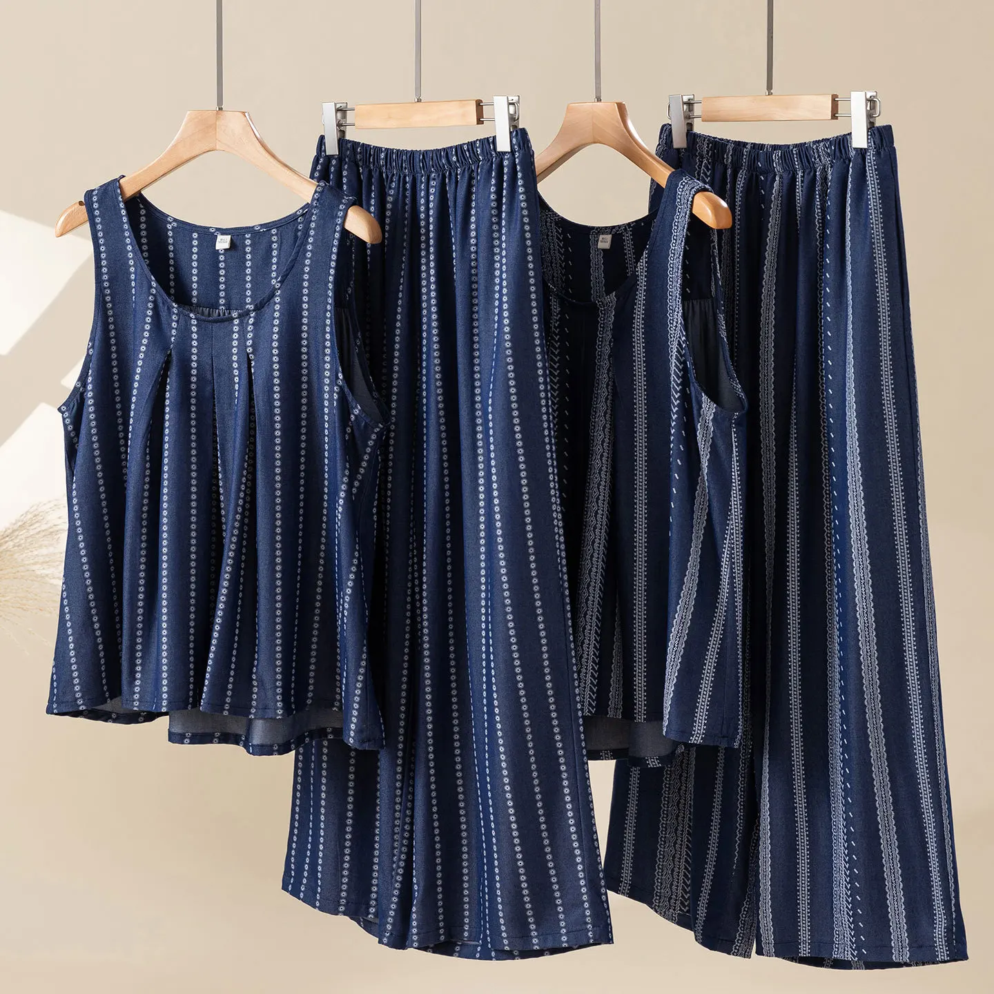 

Sexy O-Neck Pajamas Summer Girl Pajamas Striped Cotton Sleeveless Vest Pants Home Suit Sleepwear