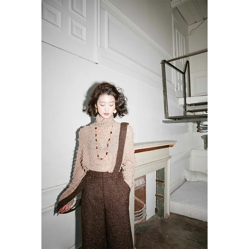 

Стильный свитер Rosebanks с высоким воротником и длинными рукавами цвета хаки, модный базовый трикотаж для женщин, зима 2023