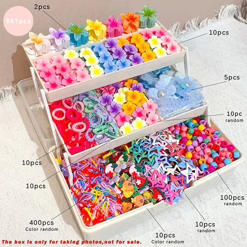 850-teiliges Set aus Grosgrain-Bändern für Kinder-Haaraccessoires, nahtloses Design, hohe Elastizität, Haargummis für Mädchen, bunte Haarbänder. – Detail 5
