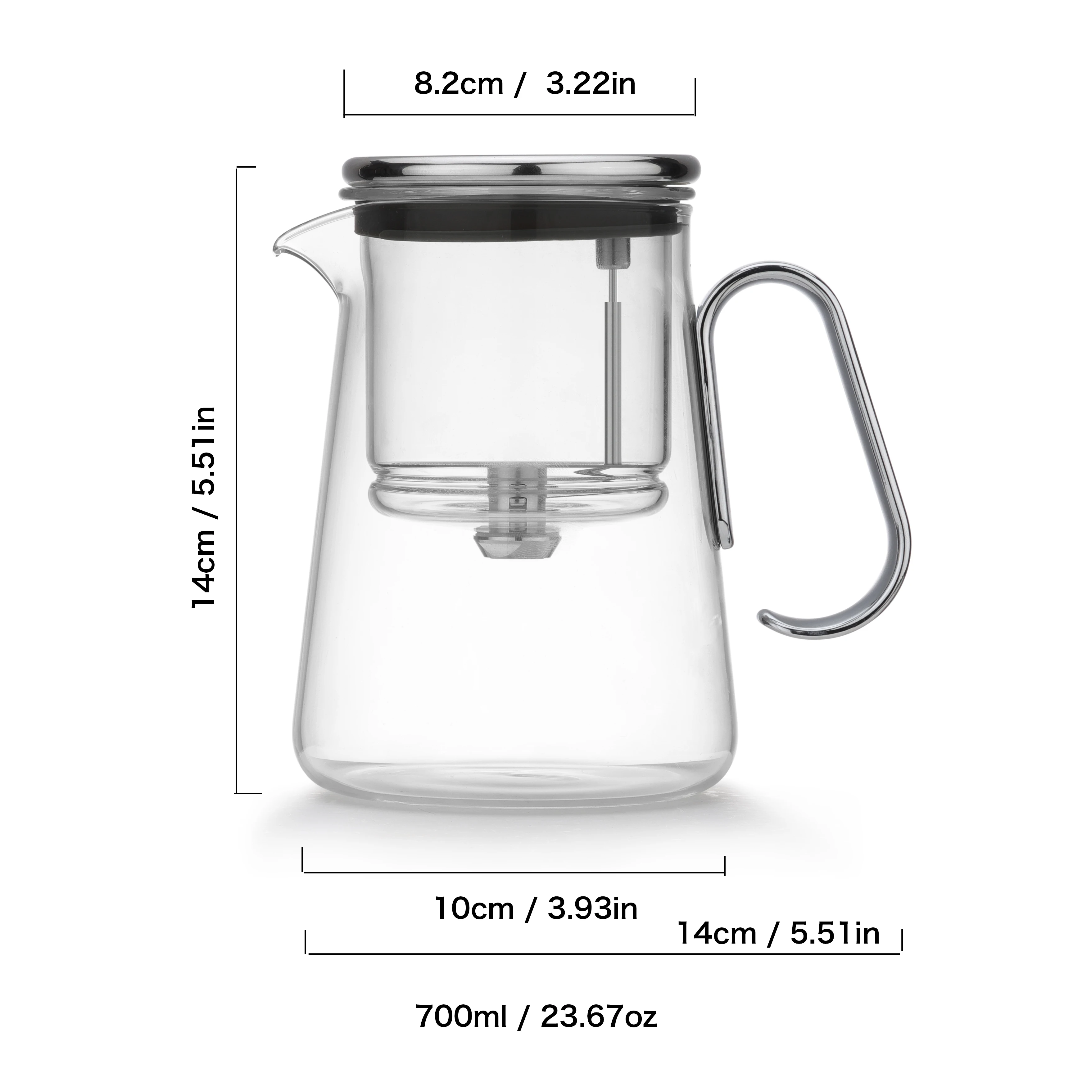 Bonston-Integrated Teapot with Glass Filter, Tea Maker, Premium Gift Box, 700ml (23.67oz)