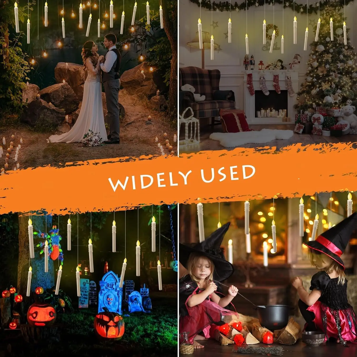 Candele natalizie galleggianti a LED senza fiamma con telecomando a bacchetta per decorazioni natalizie di Halloween in chiesa