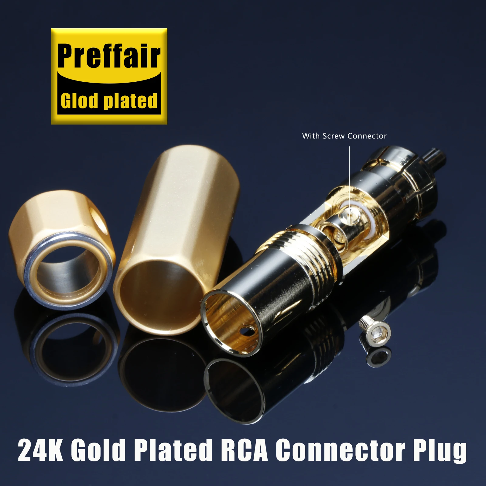 

Musical Sound RCA Plug Connector HiFi 24K Gold Plated RCA Plug Terminal Male Audio Jack Lotus Adapter Self-locking Shielding