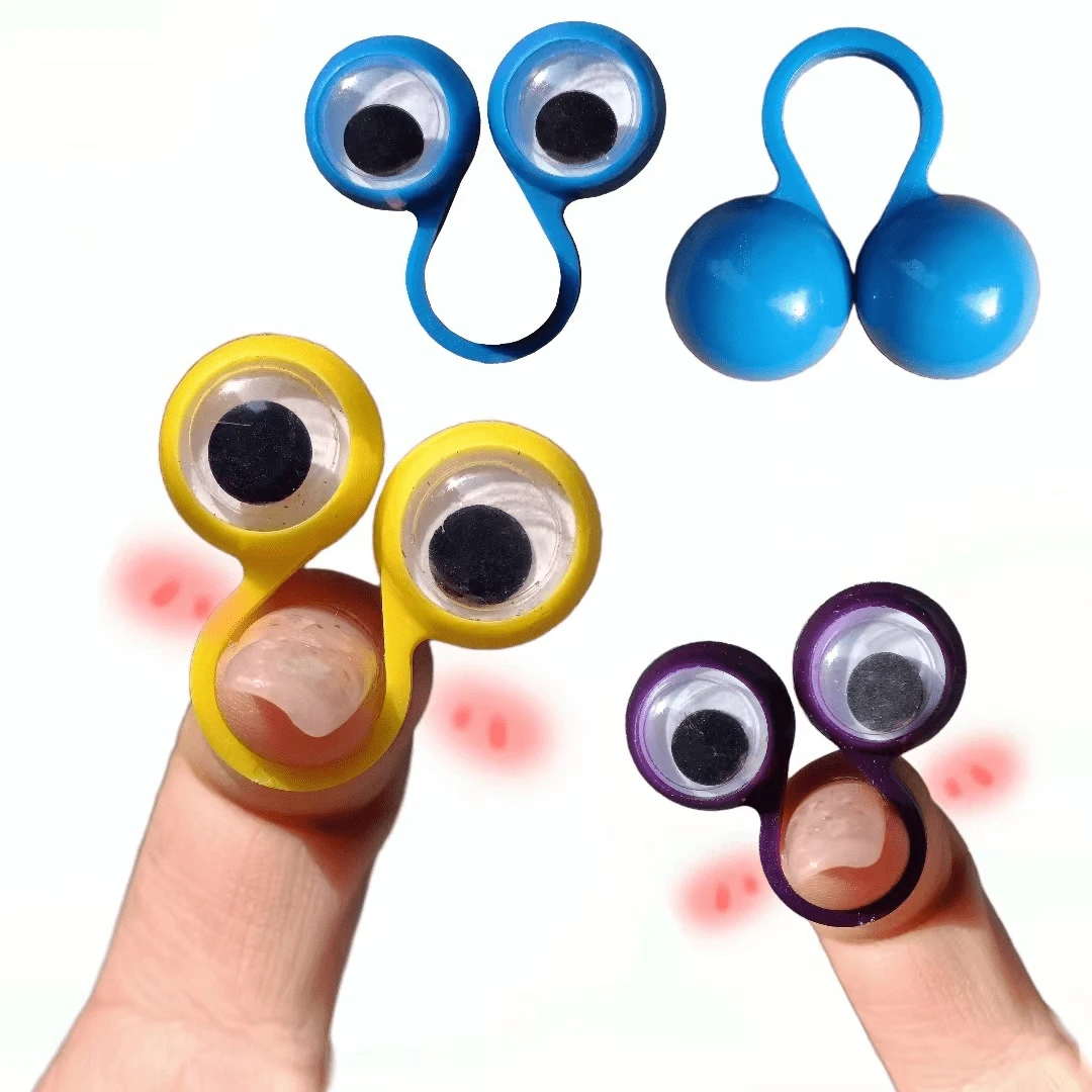 6 قطع من حلقات أصابع عين جوجلي - ألعاب مزحة دوارة مع عيون متحركة، زينة حفلات أعياد الميلاد المضحكة #1
