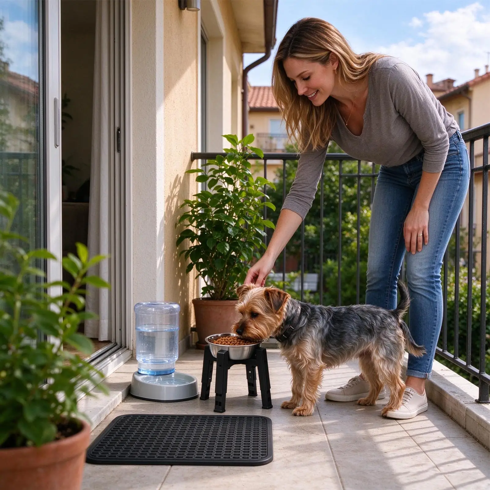 Dog Food Stand Rustproof Stable Anti-Slip Adjustable Pet Feeder Elevation Support Base For Kitchen Patio Yard Apartment Room