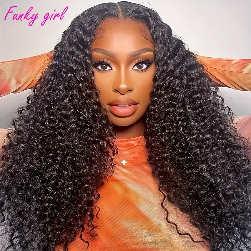 100% ludzki włos Jerry Curly 13x6 Lace Front Wigs Brazilian Remy Hair Wigs Glueless Wigs Free Part Transparent Lace Closure Wigs