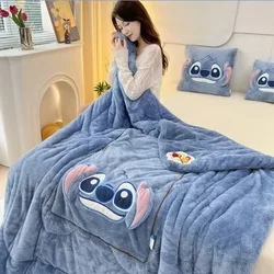 Stitch Disney Throw Pillow Blankets Two in One Kawaii Cartoon Pillow Thickened Nap Blanket Home Decor Child Bedroom Decoration