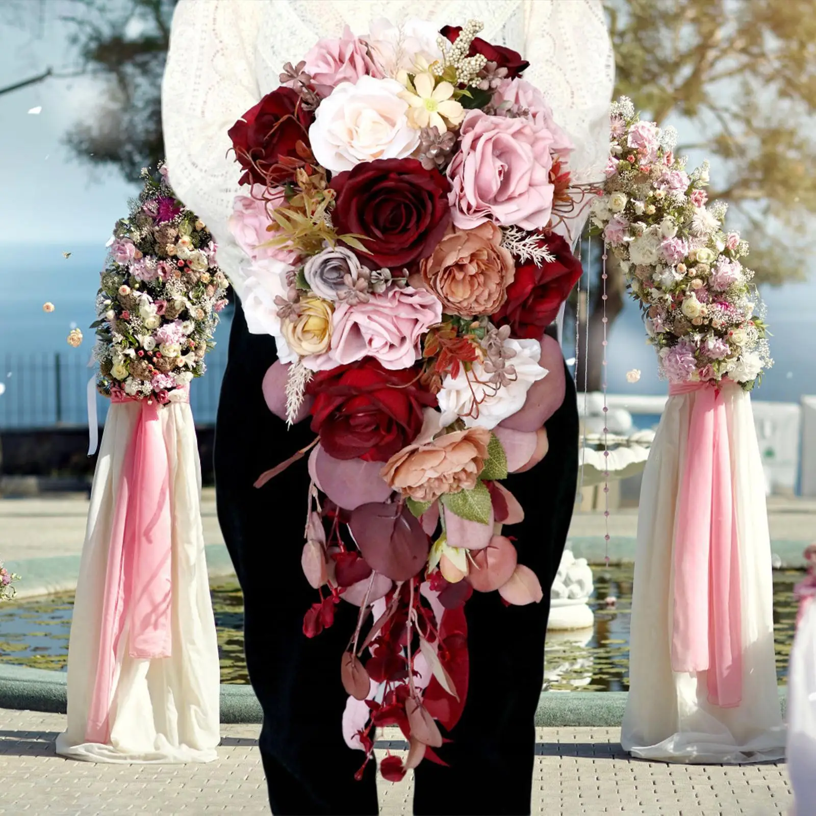 Hochzeitsstrauß, elegante Kunstblumen, künstliche Blumen für Valentinstag, Jahrestag, Hochzeit, Mittelstücke, Abschlussfeier