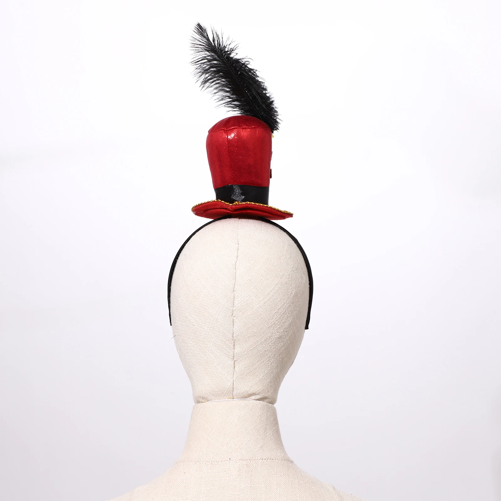 어린이 및 성인용 크리스마스 탑 햇 헤드밴드, 금색 웹빙 장식이 있는 군인 미니 탑 햇 헤드밴드, 새해 크리스마스 이브 파티용