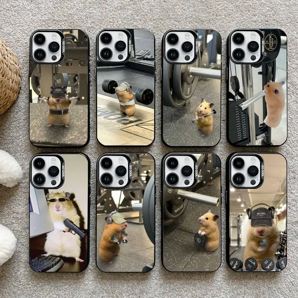 

Cute Gym Hamster Phone Case For iPhone 16,15,14,13,12,17,Pro,MAX Black Matte Shockproof Cover