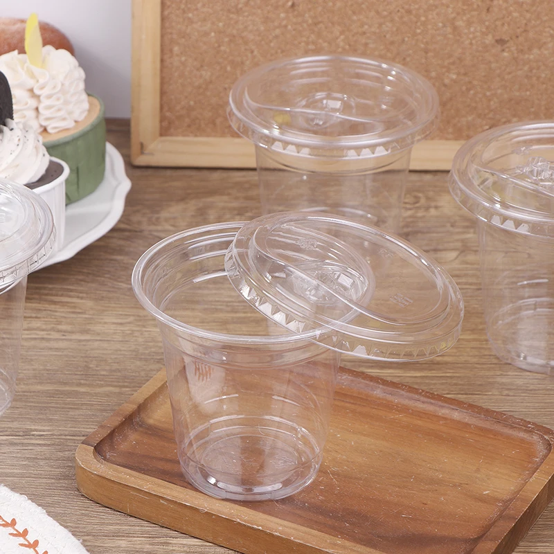 10 vasos de plástico desechables transparentes con tapas, 360/400/500ML, para hielo, café, té y bebidas frías