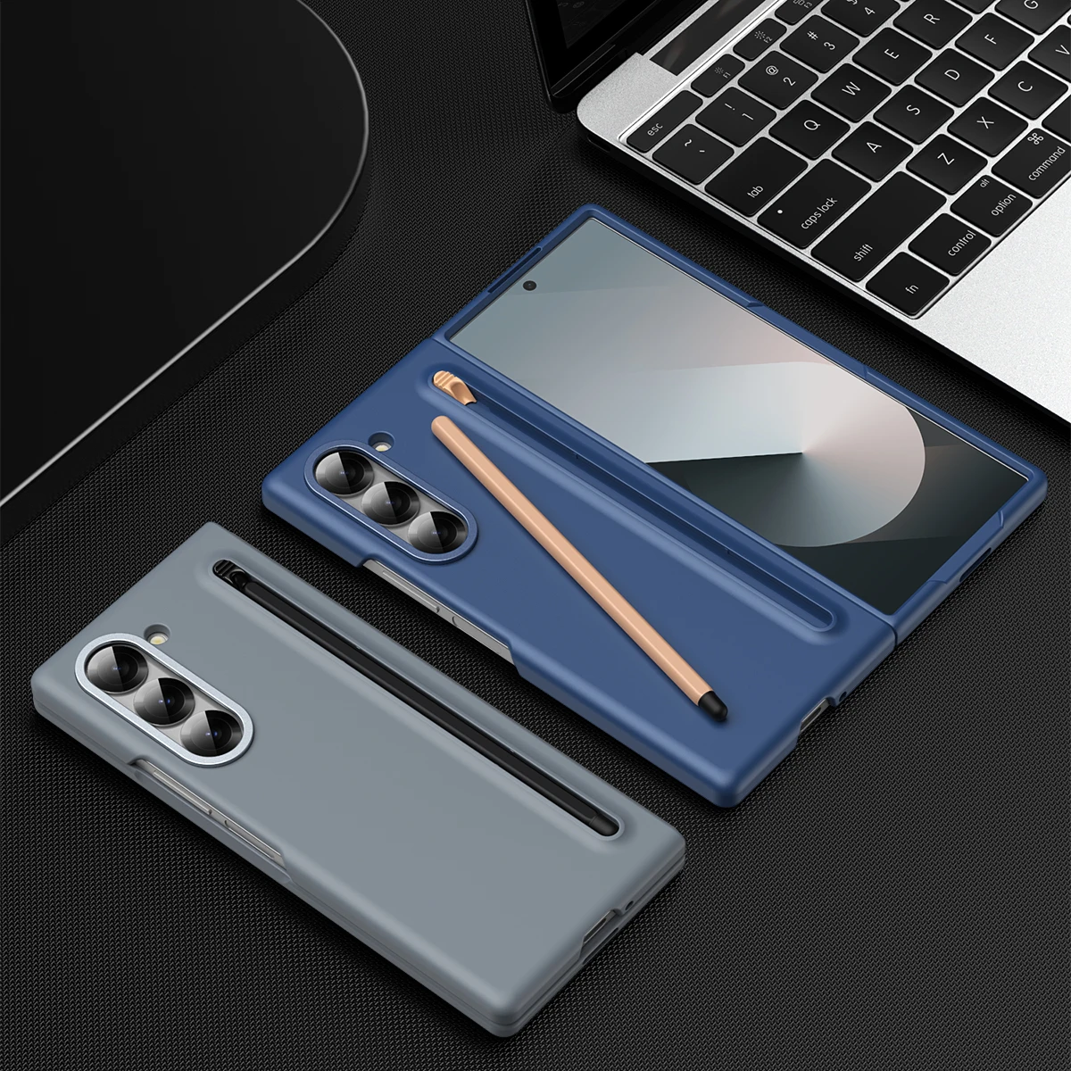Suitable for Samsung Galaxy Z-Fold6/Fold5/Fold4/Fold3 New Folding Skin-Feel Mobile Phone Case with Stylus Compatible with S Pen view 2