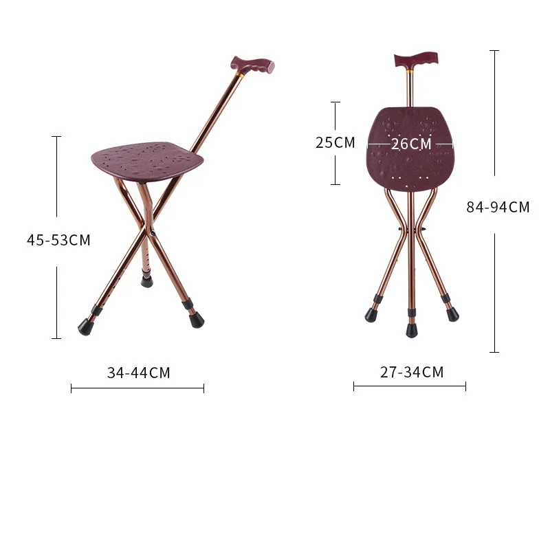 Foldable Adjustable Cane Seat Aluminum Alloy Crutch Stool Walking Sticks With Seats For Elderly Seniors