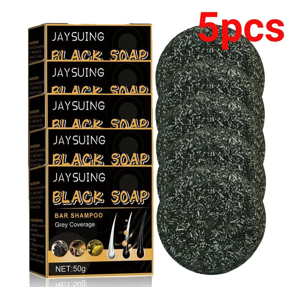 

5pcs Hair Darkening Soap Shampoo Bar Fast Effective Repair Gray White Color Dye Hair Body Natural Organic Conditioner Black Soap