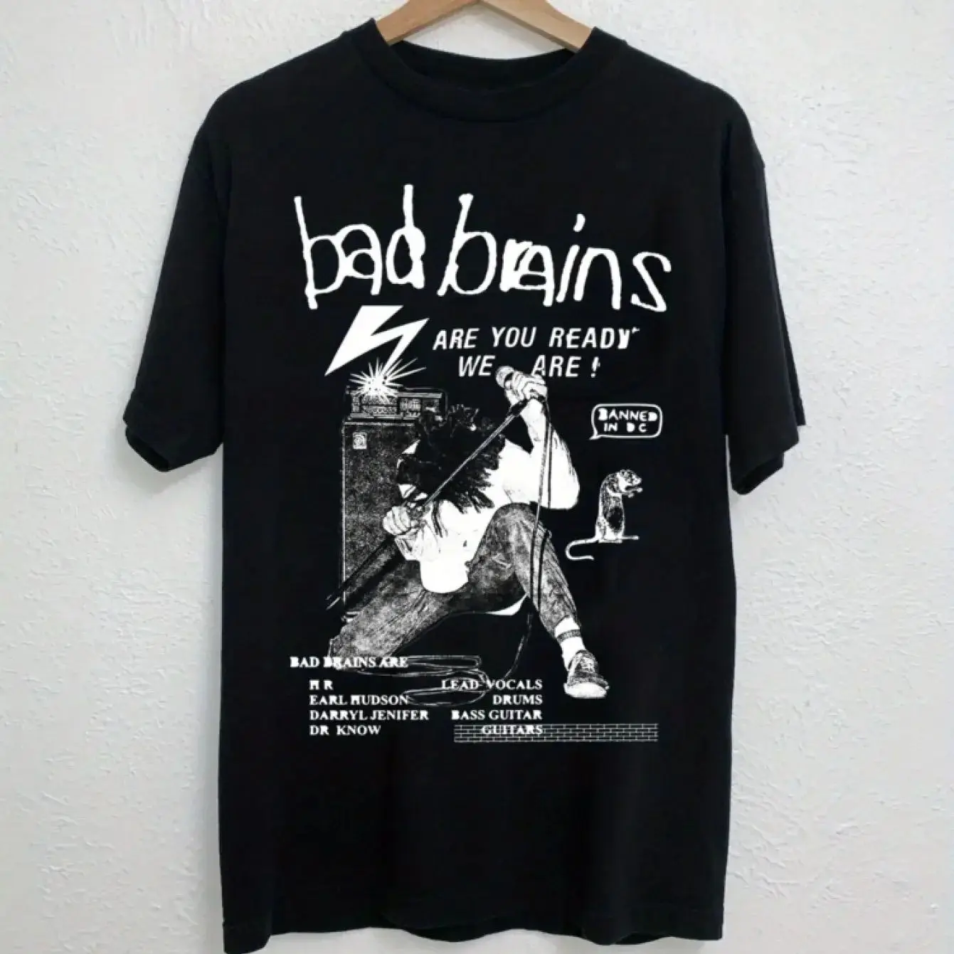 Rock Punk T Shirts Bad Brains Band Graphic Tee Black Print Short Sleeve Shirt Concert Dates Design Casual Crew Neck Tees Unisex