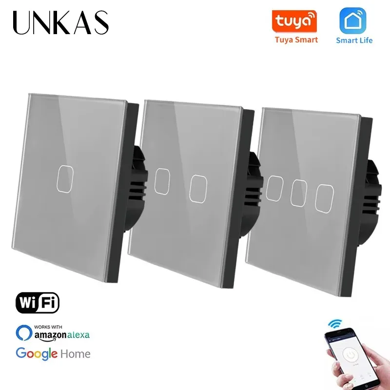 

Minitiger EU Standard 1/2/3 Gang Tuya/Smart Life WiFi Light Touch Switch for Google Home Wireless Control Touch Light Switch