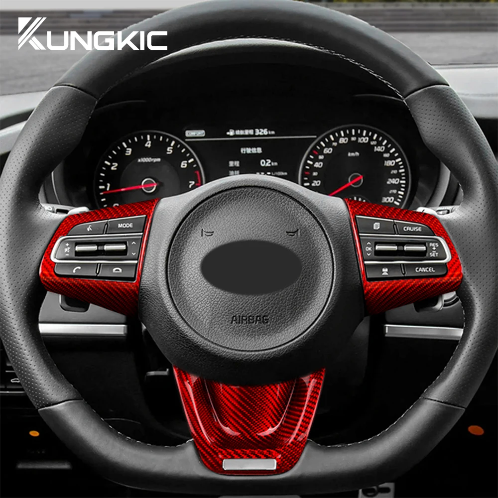 Real Hard Carbon Fiber Cover For Kia Stinger 2018 2019 2020 2021 2022 2023 Car Steering Wheel Panel Interior Trim Accessories