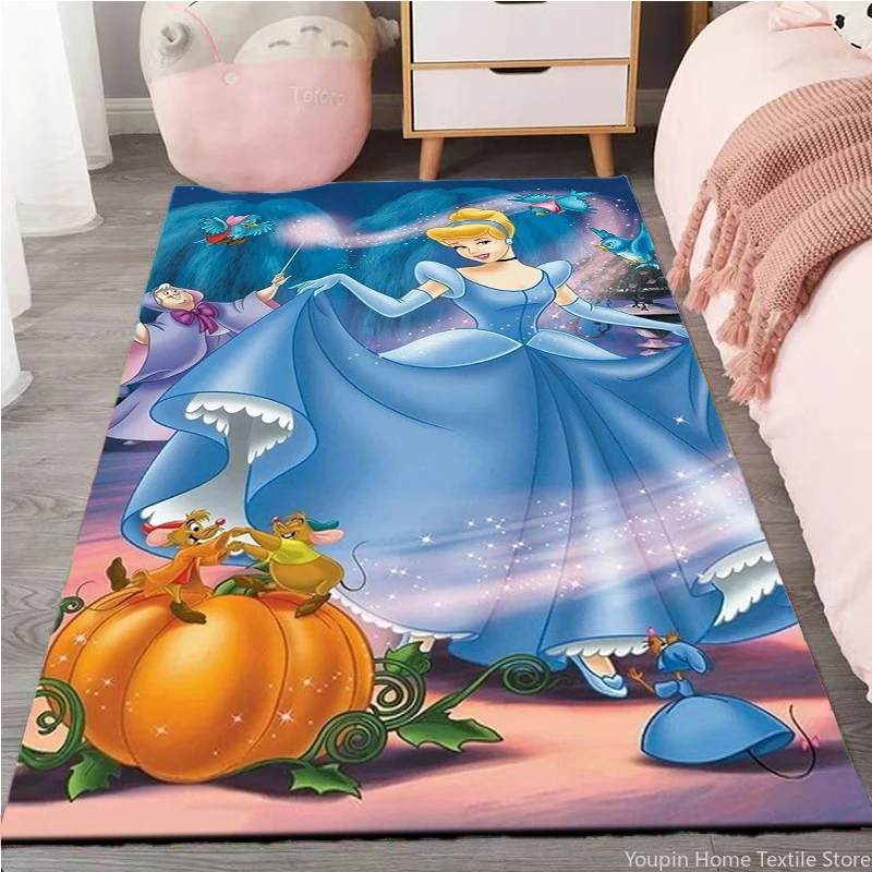 3D Disney Cinderella Princess Large Area Rugs Carpets Home Living Room Children's Bedroom Sofa Doormat Floor Non-slip Mat MINISO