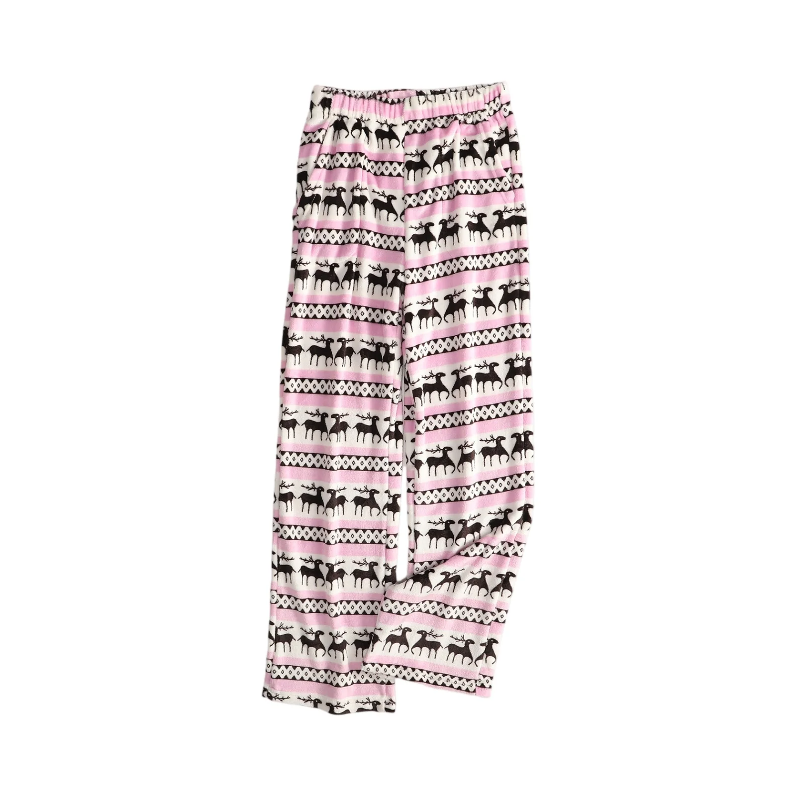 Calças de pijama femininas calças de pijama de pelúcia outono inverno calças de pijama de pelúcia estrela calças de sono macio cintura elástica calças de pijama