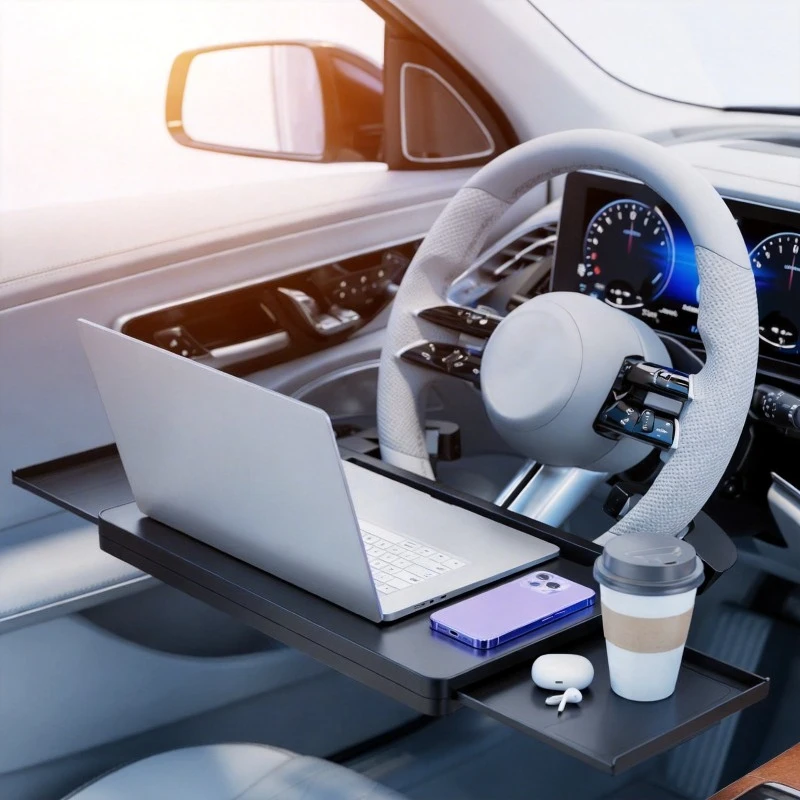 

Computer Bracket Auto Steering Wheel Tray Mount Car Tray Table Food Tray Desk Folding Laptop Desk Adjustable Water Cup Car Tray
