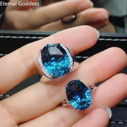 925 Sterling Silver Boutique London Blue Topaz Couple Rings Women's Rings Men's Rings Birthday Gifts Luxury Jewelry