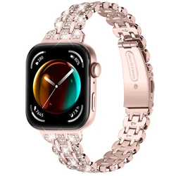 For Huawei Watch Fit 3 4 4Pro Strap Stainless Steel band Flower Shape Diamond Men Women Bracelet Correa for Huawei fit 5 5Pro