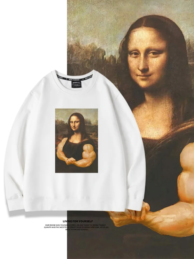 

Loose Fitn Muscle round Ne Sweatirt ex Funny Mona a Print Casual Long Sve T-irt for Autumn Winter