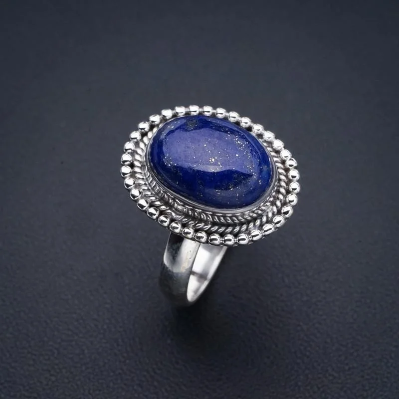 

StarGems Natural Lapis Lazuli Handmade 925 Sterling Silver Ring 8.5 F0034