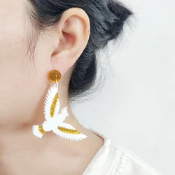 KUGUYS Bird Parrot Wings Ethnic Dangle Earrings For Women Jewelry Animal Party Trendy Accessories