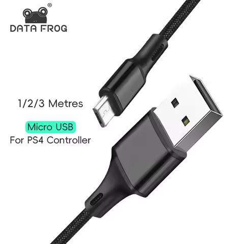 DATA FROG 1M 2M 3M Charging Data Cable For PS4 Controller USB Charger Cable For PS4 Gampad Joystick Game Accessories