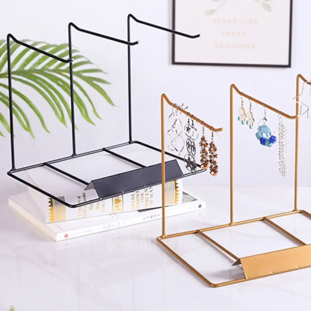 Simple Household Microlandscape Metal Earring Stand Necklace Storage Frame Jewelry Display Rack Hanging Necklace Case