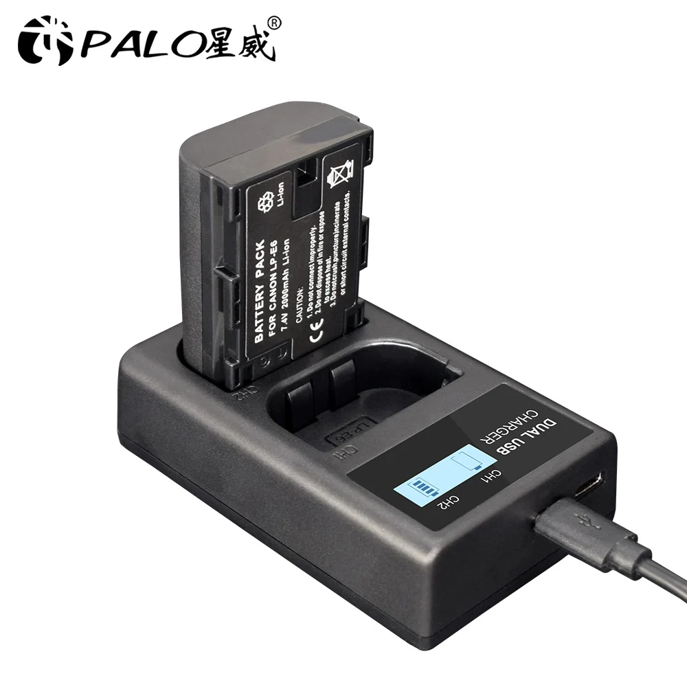 PALO LCD Dual Camera Battery Charger, Frete Grátis, LP-E6, LP-E8, LP-E10, LP-E17, NP-FW50, NP-FZ100, EN-EL14