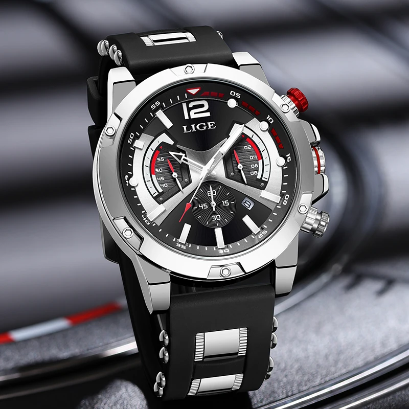 LIGE Casual Men Watch Luxury Waterproof Luminous Chronograph Date Man Wristwatch Military Quartz Men\'s Watches High Quality